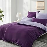 Aisbo Bettwäsche 135x200 4teilig Lila Lavendel - Bettwäsche Sets 2 Bettbezüge 135x200 cm + 2 Kissenbezüge 80x80 cm, ÖKO-TEX Wendebettwäsche Weich Mikrofaser mit Reißverschluss