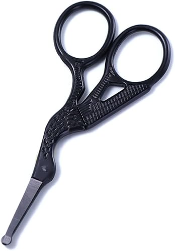 Miniatura 7 de Tijeras para recortar el pelo de la nariz, diseño de punta redonda, seguridad para la nariz, forma de grúa de afeitado, tijeras de acero inoxidable,