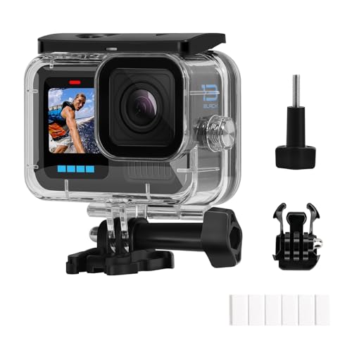 60M/196FT Funda Impermeable para Gopro Hero 13 /Hero12 /Hero11 /Hero10 /Hero 9 Negro, Carcasa Protectora para Buceo Subacuático con Accesorios de Montaje para Go Pro Hero 13/12/11/10/9