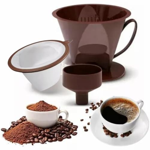 Kit Suporte para Filtro de Café Plástico+ Adaptador Para Garrafa Térmica+ Coador de Café Reutilizáve