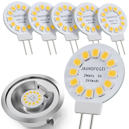 JAUHOFOGEI Bombilla LED G4 Blanco Neutro 4000K 24V 28V - Lampara G4 LED 2W sustituir Halógena G4 20W JC - Mini Bombillas Lámpara para Foco - LED Light Bulb G4 - Pack de 6 Unidade
