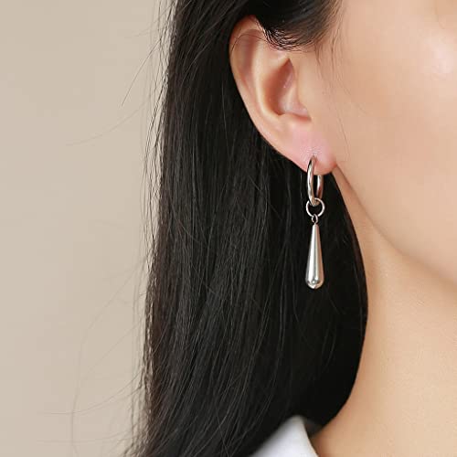 Stainless Steel Water Tear Drop Style Wedding Cocktail Party Statement Holiday Dangle Drop Earrings2