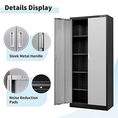 Storemax Metal Storage Cabinet, 71 Inch Metal Cabinets, Steel Cabinet With Locking Doors And Adjustable Shelves, 4 Keys Metal Garage Cabinet Suitable For Office, Garage, Warehouse And Home Use.… #TOP3
