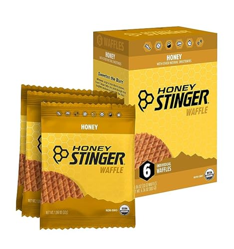 Honey Stinger Organic Honey Waffle | Energy Stroopwafel for Exercise, Endurance and Performance | Sports Nutrition for Home &amp; Gym, Pre and Post Workout | Box of 6 Waffles, 6.36 Ounce