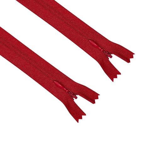 Image of ANPURZII 2PCS #3 4 Inch Red Invisible Zippers for Sewing Skirts, Nylon Coil Bulk Zippers for Pocket, Pillow(Red 4 inch 2PCS)
