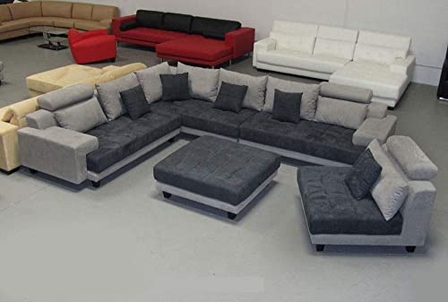 Stendmar 5Pc Reversible Modern 2 Tone Grey Microfiber Big Sectional Sofa Set S150D-Lg #TOP5
