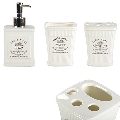 Fenteer Badzubehör Set 5-teilig - Seifenspender & Zahnputzbecher In Schwarz