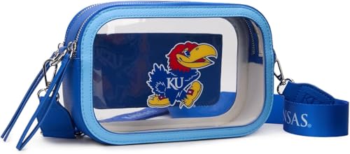 Kansas Jayhawks Clear Bag for Stadium Events Women Clear Crossbody Bag with Adjustbale Strap Sports Fan Transparent Handbag for Gift Game Day Concerts | NC-KU016BL