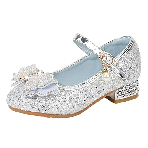 Girls Sandals Toddler Little Kid Girls Dress Pumps Glitter Sequins Princess Bowknot Low Girls Bunny Slippers Size 11 (Grey, 11 Little Kid)