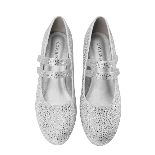 Rhinestone Shoes for Women Sparkling Gold Silver Glitter Chunky Heel Mary Jane Pumps for Women Comfortable Dress Shoes-Parties,Weddings,and Daily Wear3