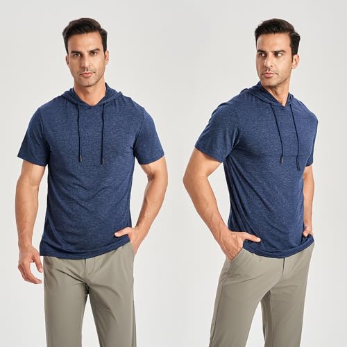 Men's 2-Pack Dry Fit Short Sleeve Workout Hoodie Athletic Pullover Gym Sweatshirt4