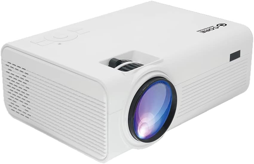 Core Innovations 150″ LCD Home Theater Mini Projector, Adjustable Size, Built In Speakers, Compatible with TV Stick, Smartphone, Gaming Consoles, DVD Player, USB, (White)