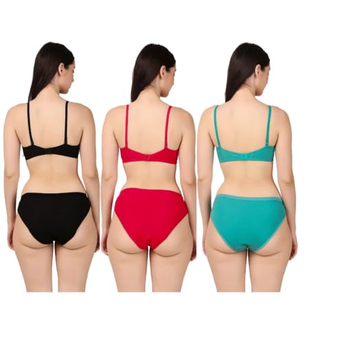 Image of Kinzie Women's Lingerie Set | Padded Bra | Cotton Blend | Combo Pack | (Pack of 3)