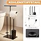 Toilettenpapierhalter Stehend & WC-Bürstengarnitur - Rostfreier Metallständer mit Einfacher Montage, Platzsparende Klopapierhalter & Bürstenhalter Kombi (Schwarz Matt)