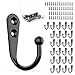 25 Pcs Black Wall Mounted Coat Hooks, Hanger Hook with 50 Pieces Screws for Hanging Hat, Towel, Key, Robe, Coats, Scarf, Bag, Cap, Coffee Cup, Mugs