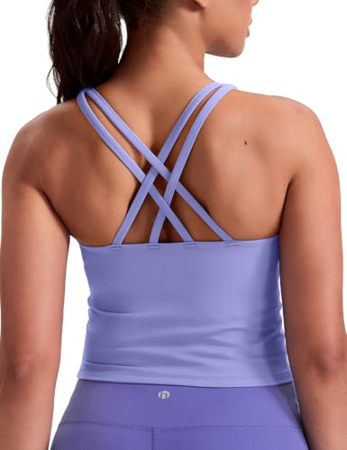 Image of HeyNuts Longline Zeal Bras Medium Impact Wirefree Sports Bras Workout Crop Tank Tops with Removable Pads, A-D Cups