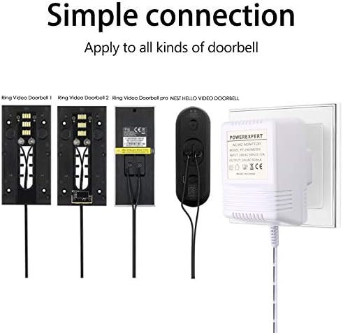 Doorbell Transformer with 8M (315inch) Long Cable, Supply Power Adapter Transformer Cable for Video Doorbell (White)