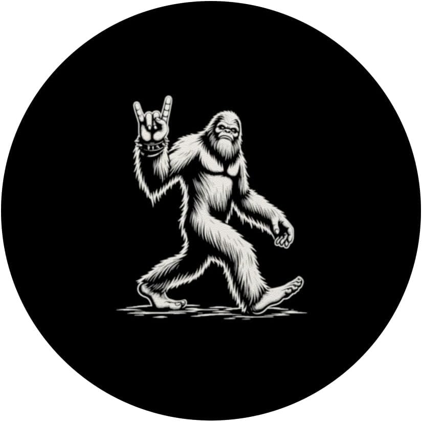 Retro Vintage Bigfoot Silhouette Sasquatch Rock 'N Roll PopSockets Adhesive PopGrip - Image 3