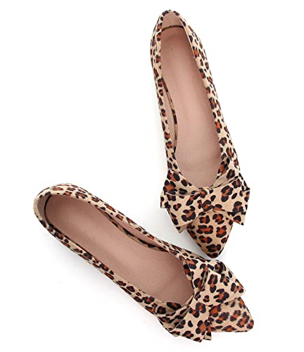 Image of SAILING LU Womens Bowknot Ballet Flats Pointy Toe Suede