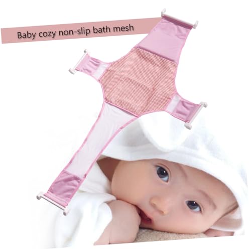 Abaodam 十字型ベビーバスネット ピンク 頭 首サポート付き浴槽用メッシュスリング 取り付け簡単で乾燥便利 新生児用入浴補助グッズ