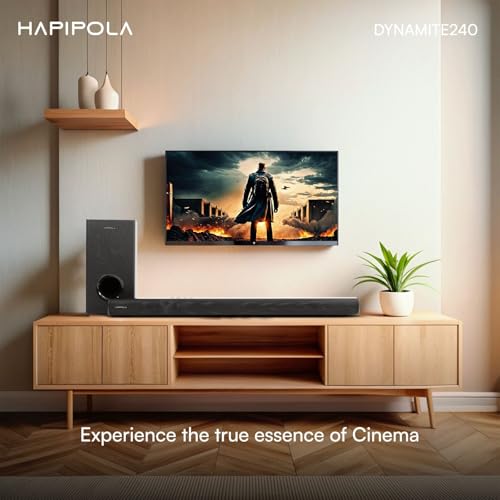 Image of HAPIPOLA Dynamite240 2.1 Channel Home Theatre System, 240W RMS Output, HDMI Input, BT5.3 Connectivity, Optical Input, Aux Input (Dynamite 240)