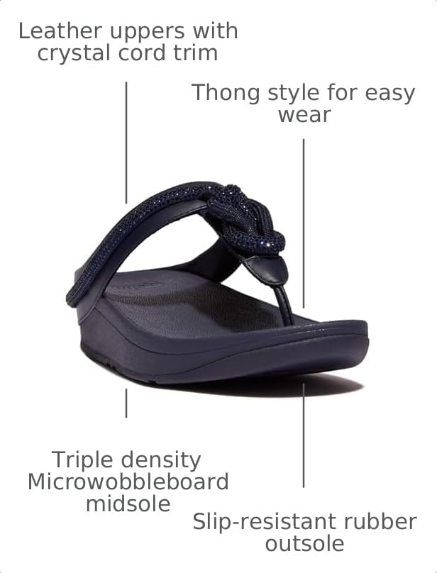 Image of FitFlop Women's Fino Crystal-Cord Leather Toe-Post Sandal