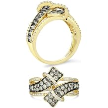 Vanilla Diamond Chocolate Diamond Statement Ring for Women I 14k Yellow Gold Ring for Her G-H/Brown, VS2-SI1, 1.19 cttw Anniversary Wedding Promise Band Size 4.25to 11.25 by LeVian