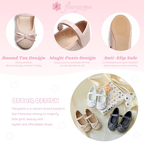 Flaryzone Toddler/Little Girls' Wedding Mary Jane Flats Front Bow Knot Dress Shoes (Pink,Toddler-Size 6) by Flaryzone - Image 4