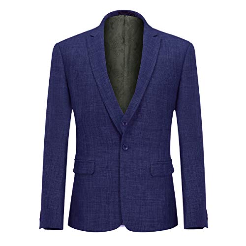 Mens 3 Piece Linen Suit Set Blazer Jacket Tux Vest Suit Pants Navy #TOP2