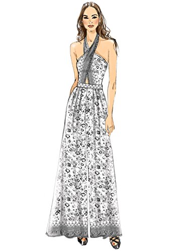 Vogue Patterns Casual Misses' Criss-Cross Halter Romper And Jumpsuit With Length Variations, 6-8-10-12-14, Red #TOP4