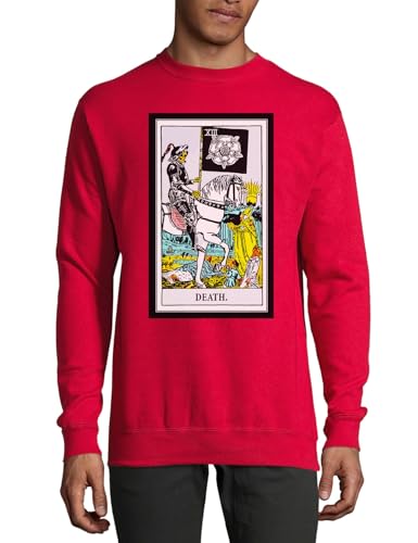 Pull Death Tarot Card imprimé gothique sweatshirt coton rouge confortable
