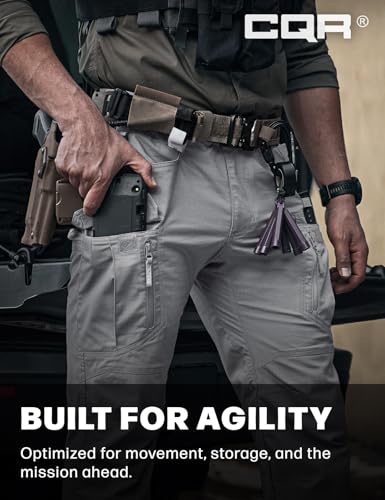 Image of CQR Men's Flex Stretch Tactical Pants, Water Resistant Ripstop Cargo Pants, Lightweight EDC Outdoor Work Hiking Pants