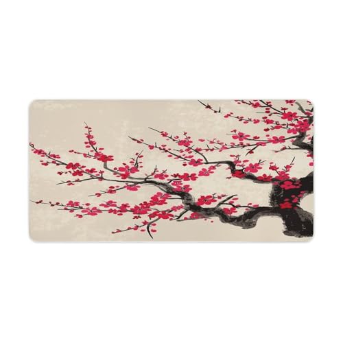 Mouse Pad Grande Floral Japonés 60 x 30 cm Goma Antideslizante