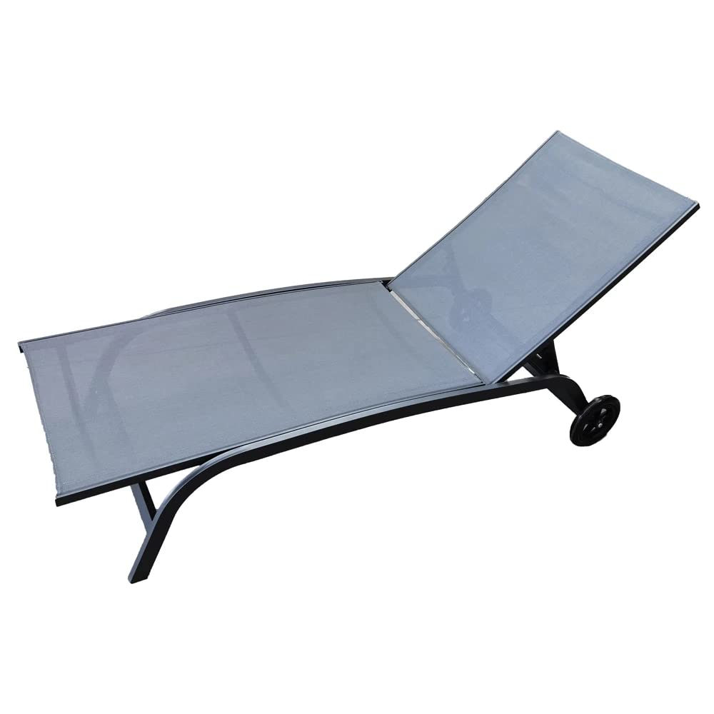 Paniate Lettino Prendisole Maratea da Giardino Antracite - Grigio Scuro in Alluminio con Ruote - Reclinabile in 4 Posizioni - 192 x 39 x 62.5 cm