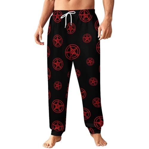Baphomet Satan Satanic Sabbatic Goat Mens Athletic Workout Jogger Sweatpants for Men with Pocket and Drawstring L