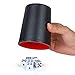 RERIVER Felt-Lined PU Leather Dice Cup Set, 6 Quiet Dice Shaker Cups with 36 Dices for Bar Party Yahtzee Farkle Dice Games, Red and Black
