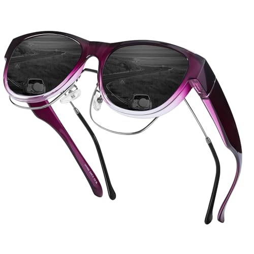 Trysee® Polarized Fit Over Sunglasses for Women, Trendy Wear Over Glasses Shades UV400 Protection TS8010