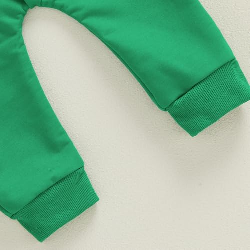 VISGOGO Toddler Baby Boy Irish Outfit Long Sleeve Shamrock Embroidery Striped Sweater Tops with Pants 2Pcs Clothing Set (Green-Sharmrock, 12-18 Months) - Thumbnail 7
