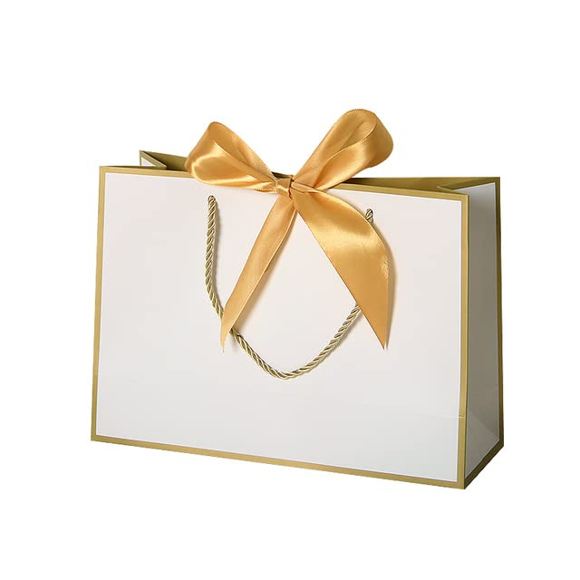 Pretty Pink Kraft Gift Bag Gold Present Box para Pijamas Ropa Libros Empaquetado Gold Handle Paper Box Bags Kraft Paper Gift Bag-Gold Line,10pcs,H 20 XL 15 x W 6cm