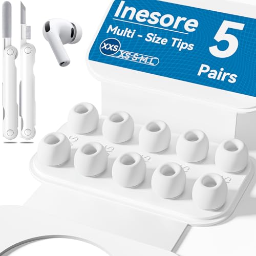Inesore�y5�g�z�C���[�s�[�X AirPods Pro3 �Ή� (XXS�T�C�Y 5�y�A) �g�їp���[�P�[�X & �N���[�j���O�y���A�m�C�Y�ጸ���Ɠ����h�o�X�N���[��������Ă���AApple AirPods Pro 3 �����p �C���[�`�b�v �������t�� -