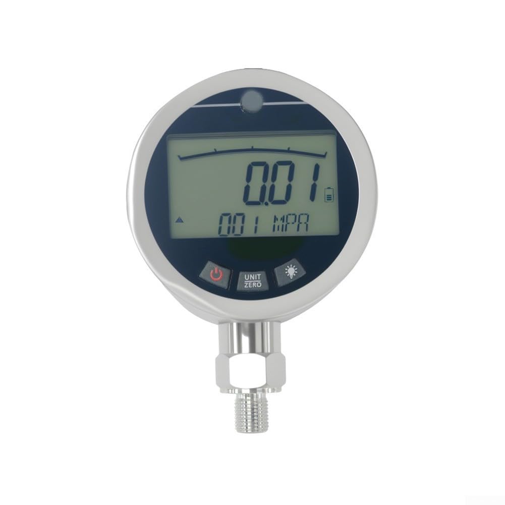 Medidor de presión hidráulico digital G1/4 de acero inoxidable retroiluminado, pantalla LCD, valor máximo máximo máximo 0-4 MPa, 0-40 MPa, 0-60 MPa, múltiples unidades de presión, compacto (0-40 MPa)
