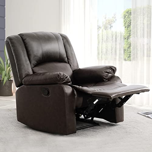 Risar Single Manual Recliner Chair - Home Delivery, Easy Installation - Brown Breathable Leather, Fluffy Armrests & Backrest, Foot Cushion - Ideal For Home Theater, Leisure, And Reading #TOP2