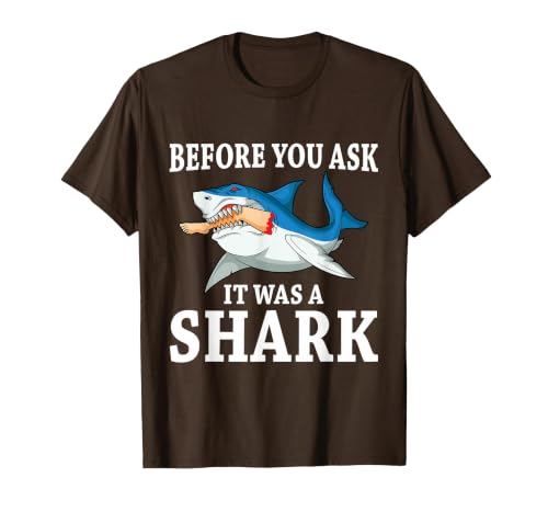 Before You Ask it was a Shark Leg Amputee Amputation T-Shirt, Men, Brown, Medium