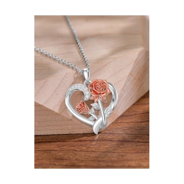 ZBA Natural Diamond Express Love Gifts for Women, Flower Necklaces 18k Gold Plated S925 Sterling Silver Fine Jewelry 20inches (F-G,I1-I2) - Image 5