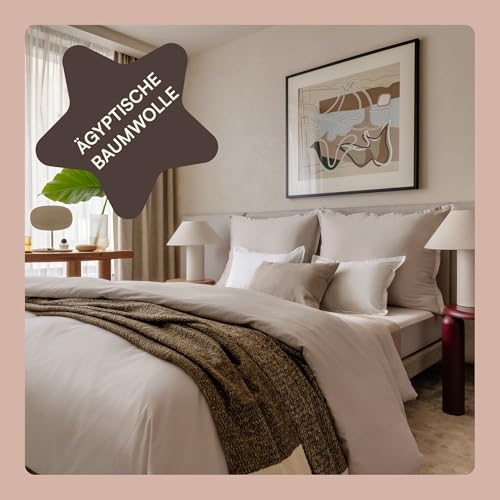 Amqua Mako Satin Bettwäsche Set 135x200cm + Kissenbezug 40x80cm, 100%...