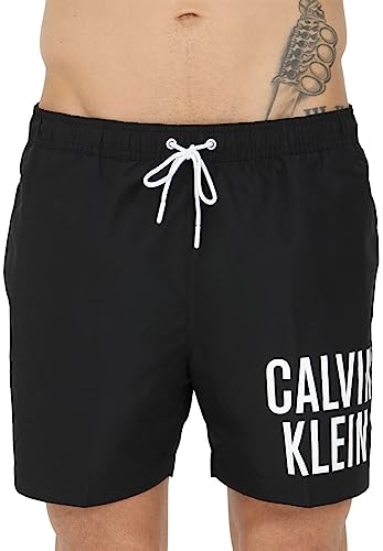 Calvin Klein Herren Badehose Medium Drawstring Lang, Schwarz (PVH Black), L