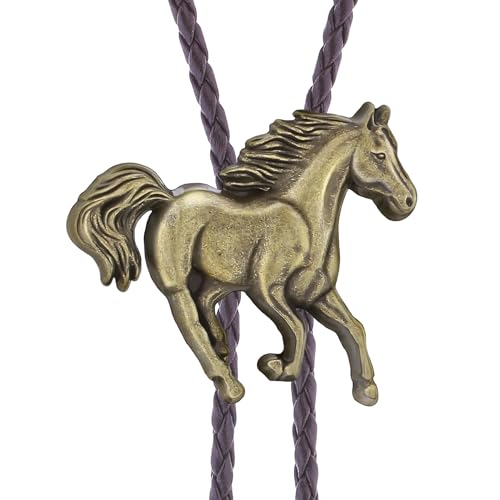 Image of GelConnie Bolo Ties for Men Women Western Cowboy Tie Mens Western Necklace Leather Necktie Gold Bolero Tie Cowboy Necklace