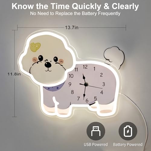 Reloj de Pared Silencioso con Luz LED en Forma de Perro miniatura 5
