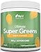 Super Greens | Mango | Polvo de Jugo Verde 300 g - 17 Ingredientes Superalimentarios Activos - 60 Porciones - con Inulina, Espirulina, Clorela, Raíz de Maca y Más - 100% Vegano - Nu U Nutrition