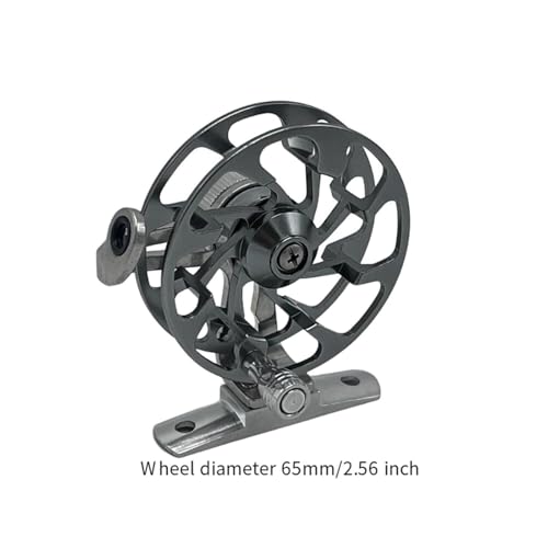 Zxpjkyu Fly Fishing Reel, Metal Fly Reel for Right Handed, Portable Ice Fishing Reel for Freshwater Saltwater Fishing Accessory, Gray